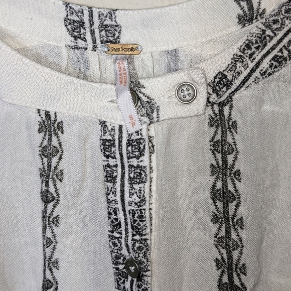 Free People Magic Pullover Button Down Collarless Flowy Blouse - Picture 5 of 9